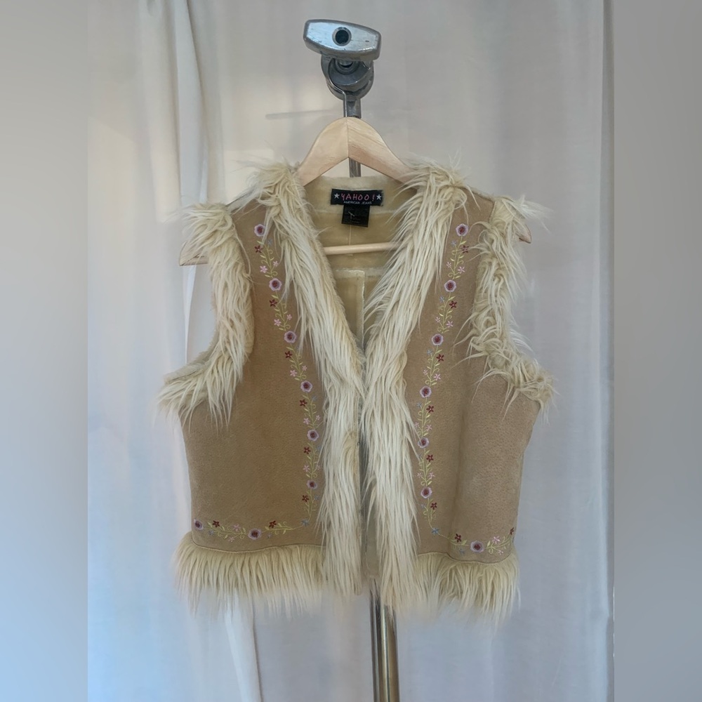 Faux Fur Vest with Embroidery
